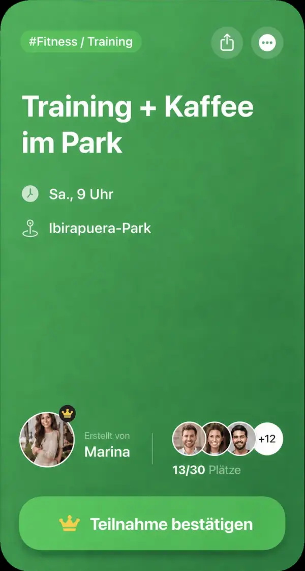 Einladung zum Training und Kaffee im Park, erstellt von Marina