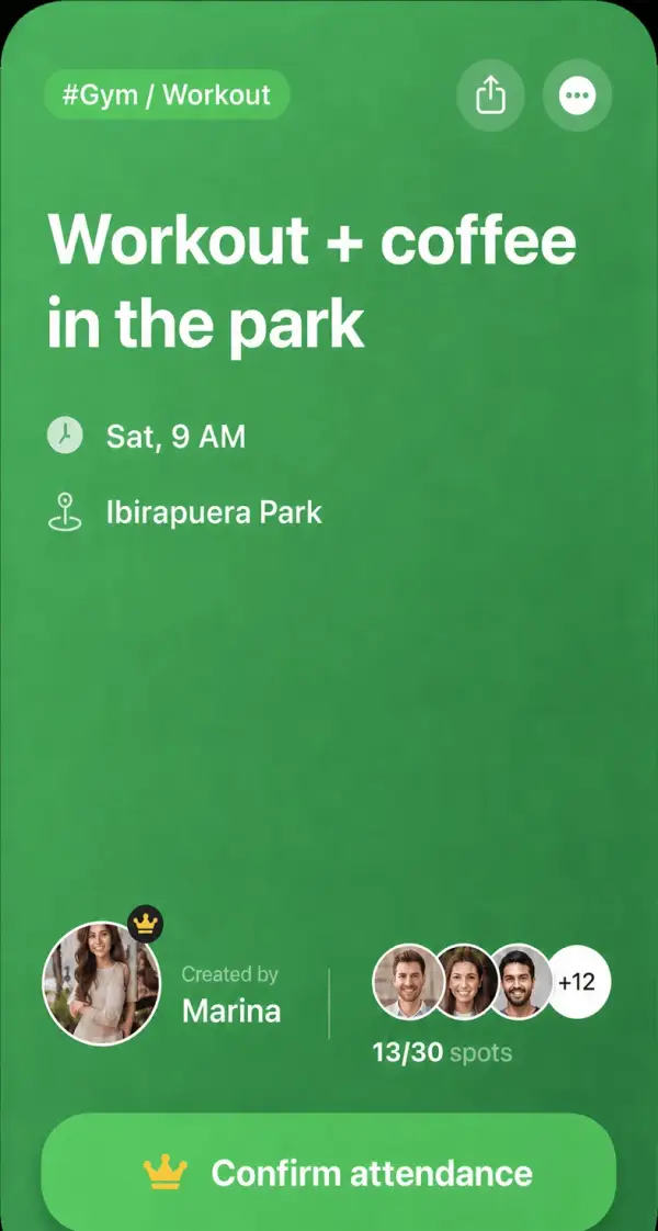 Invitation to work out and have coffee in the park, created by Marina