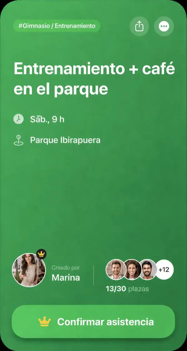 Invitación a entrenar y tomar café en el parque, creada por Marina