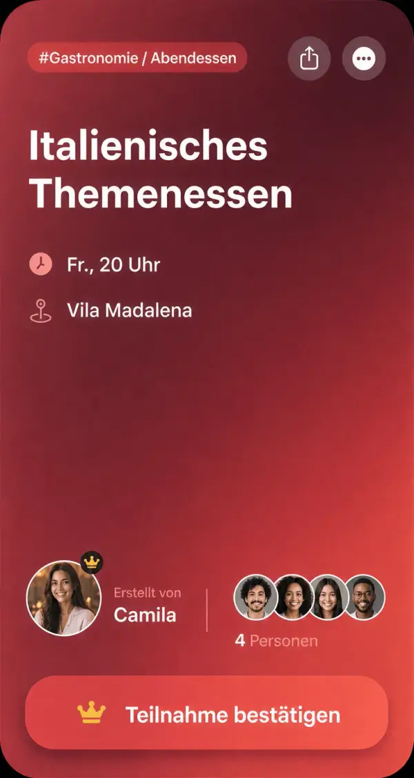 Einladung zu einem italienischen Themenessen, erstellt von Camila