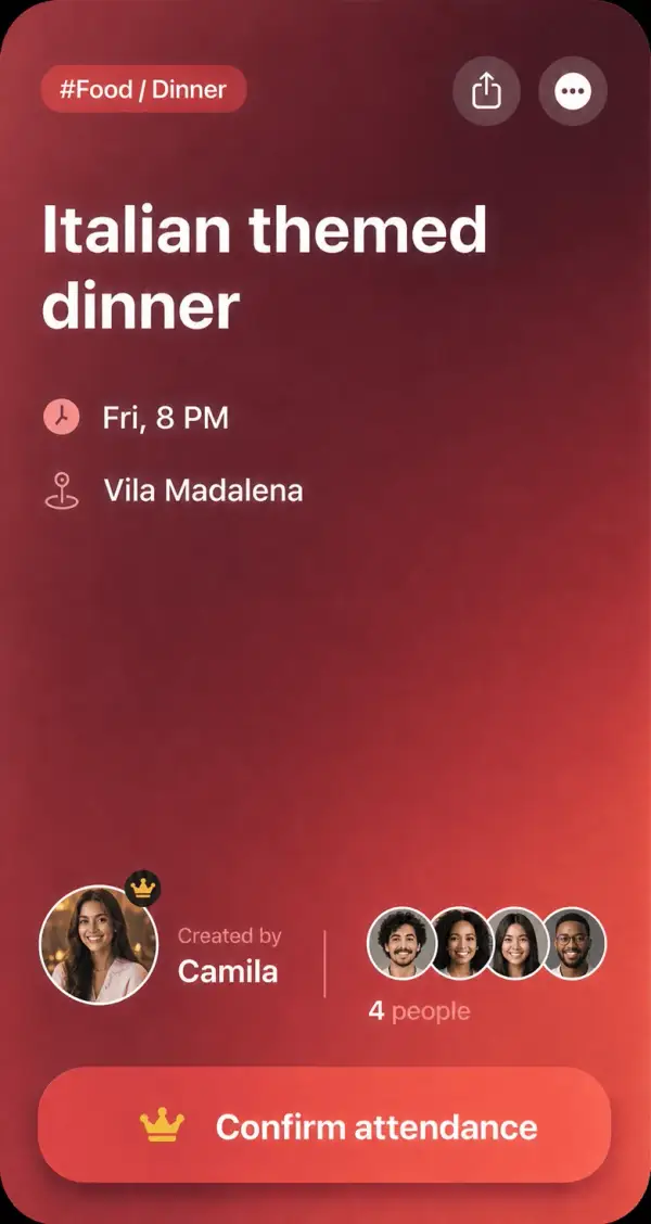 Invitation to an Italian themed dinner, created by Camila