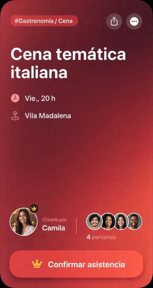 Invitación a una cena temática italiana, creada por Camila