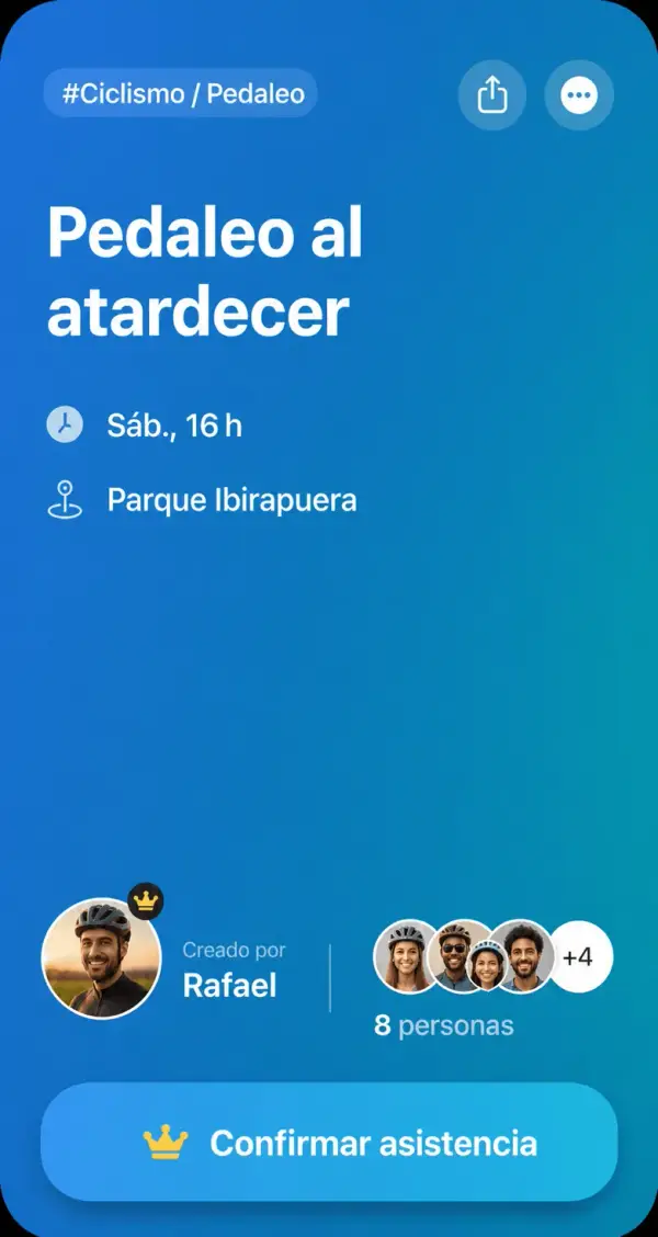 Invitación a pedalear al atardecer, creada por Rafael