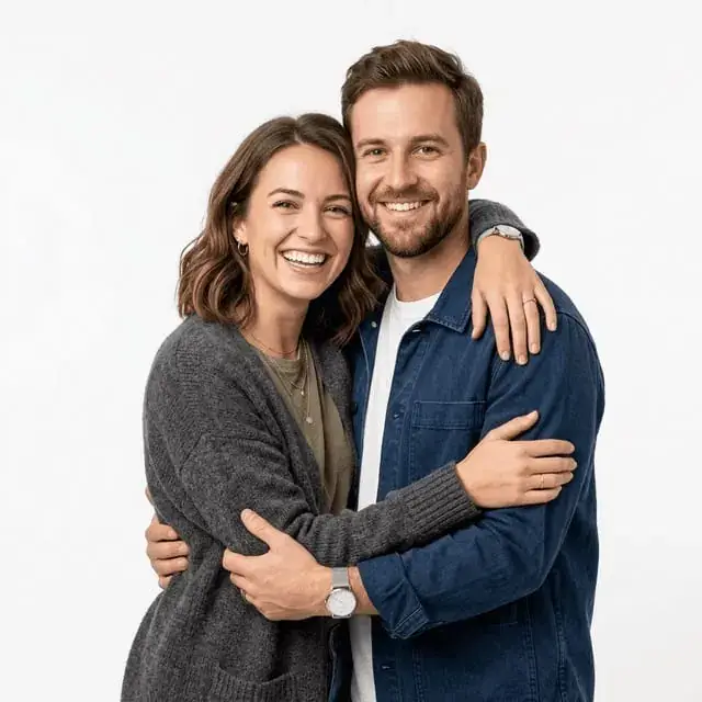 Simple interactions Couple smiling over a real app connection