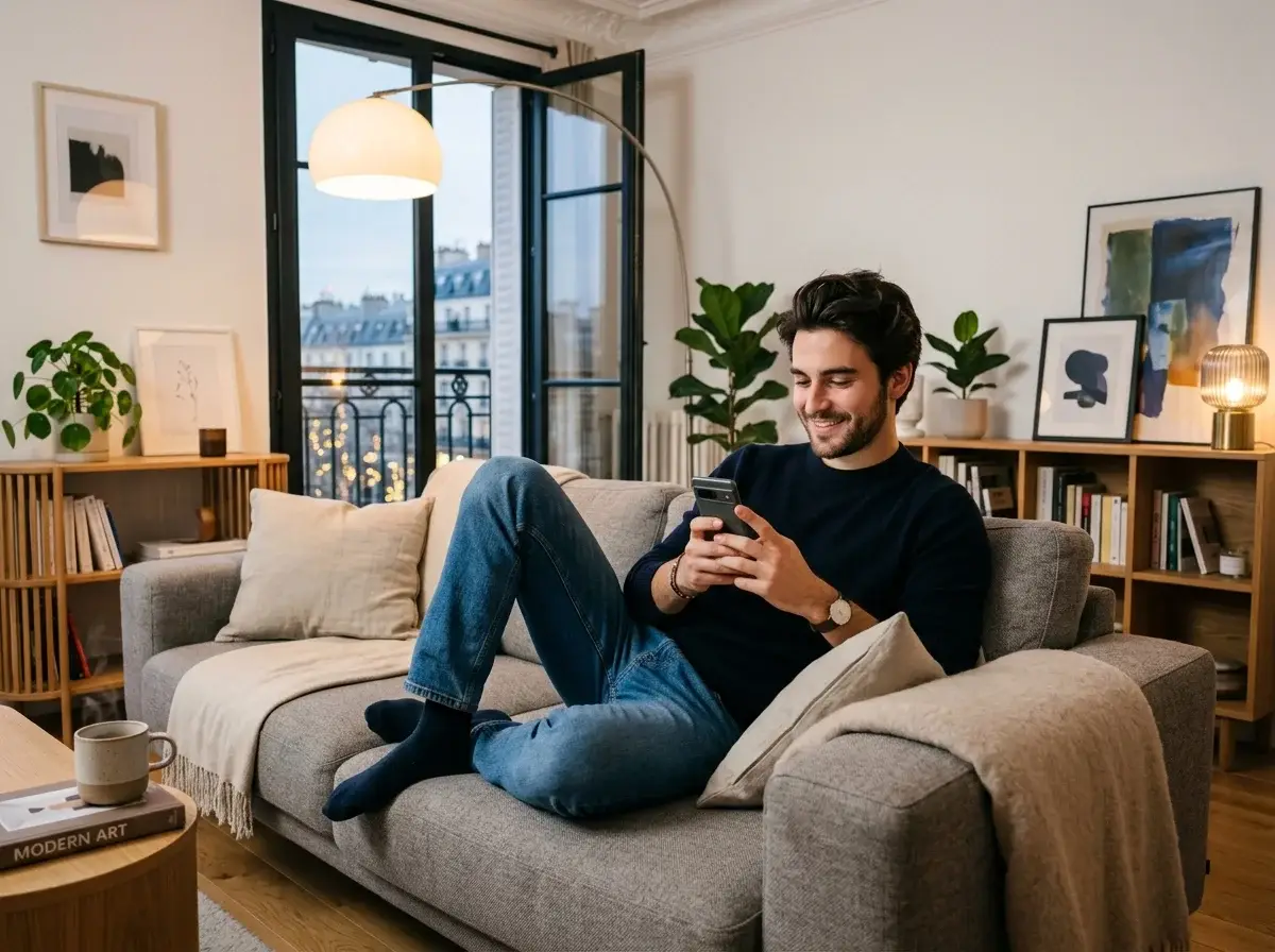 Des personnes utilisant Menta Social en se concentrant sur les albums privés sécurisés