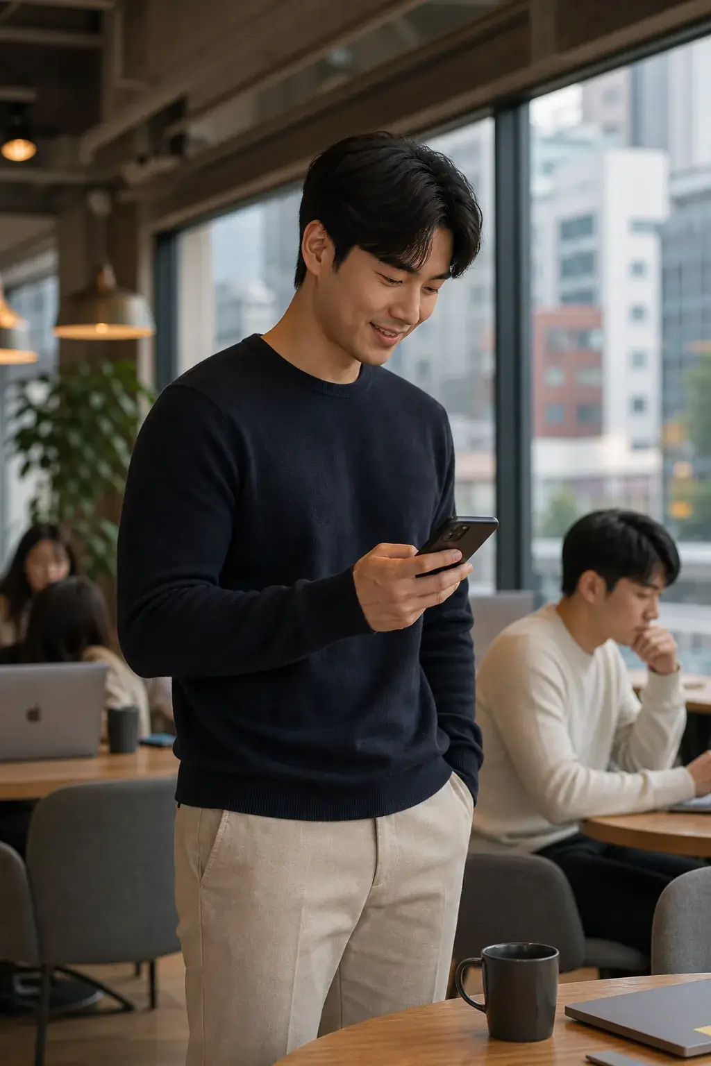 실제 본인의 진짜 프로필 멘타 앱의 미소 짓는 남성들