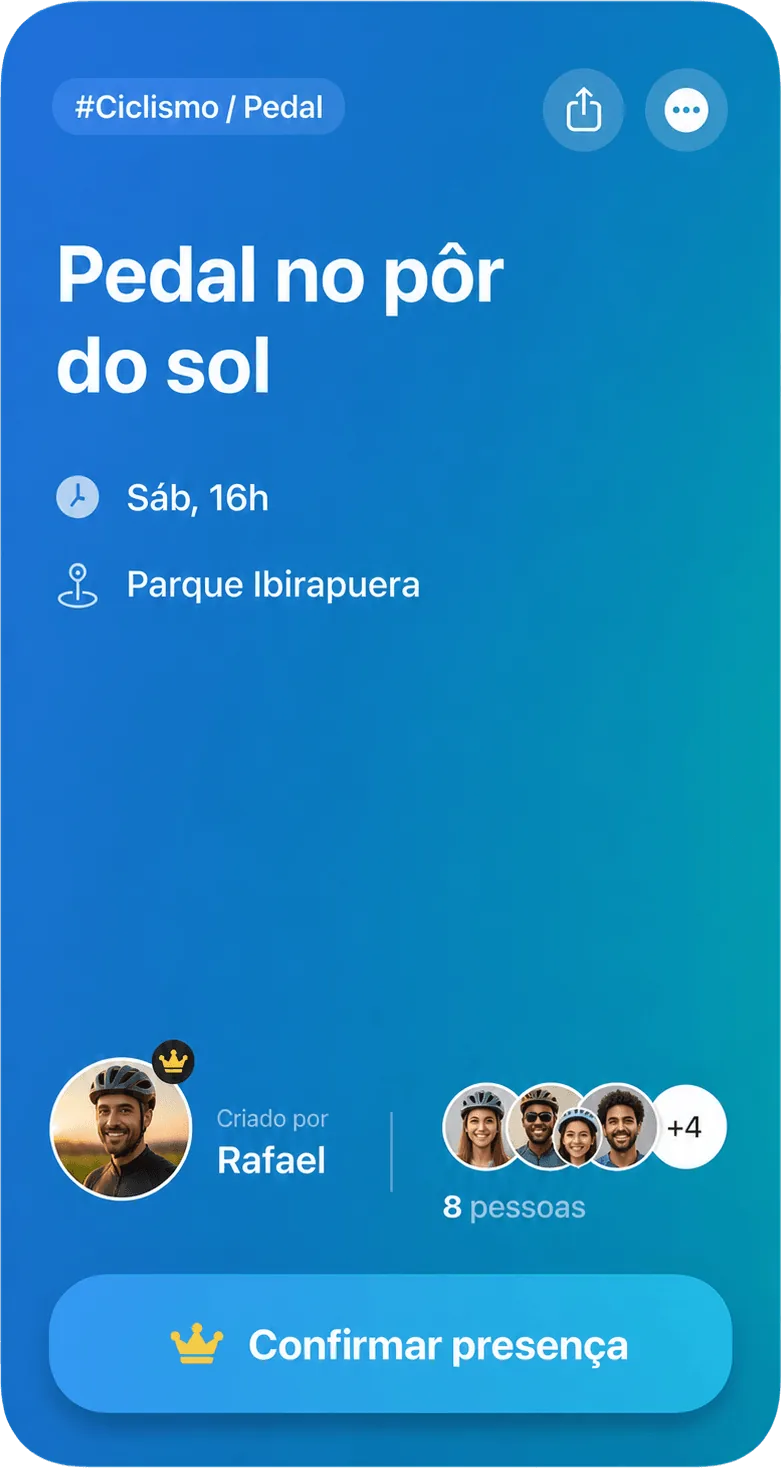 Convite para pedal no pôr do sol criado por Rafael