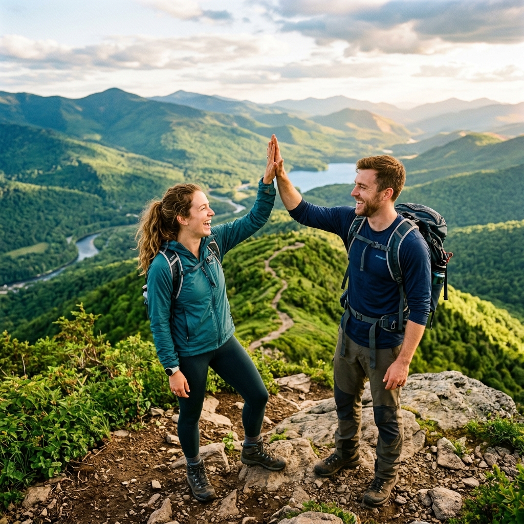 Perfil de casal Marcos e Ana no aplicativo Menta Social - Experiências e trilhas seguras